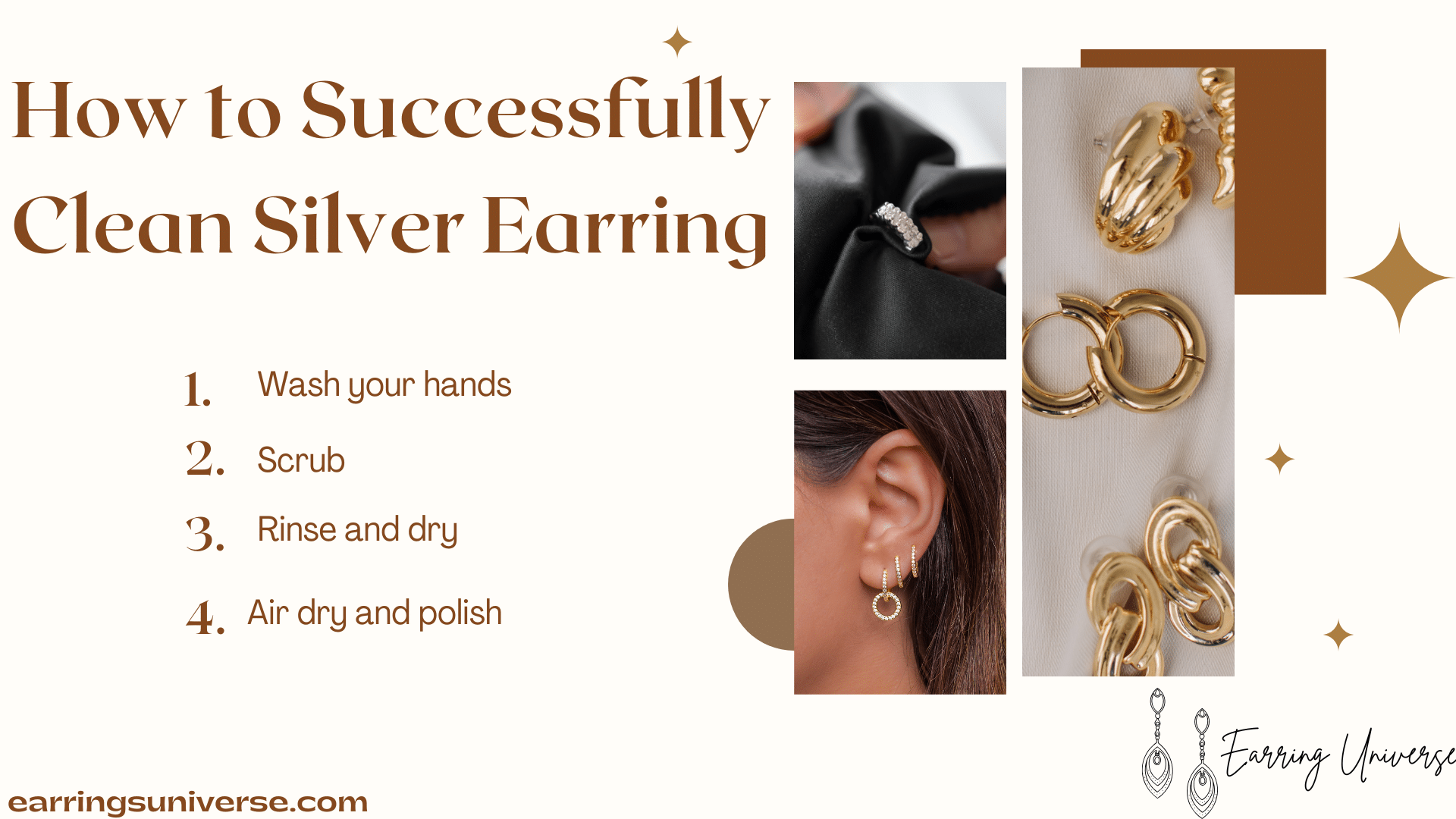 how to clean earrings steps