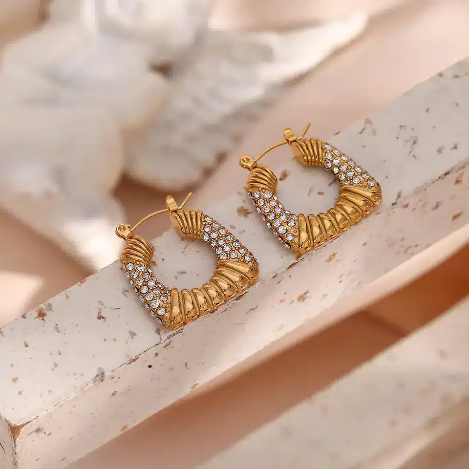 pair of hypoallergenic gold earrings