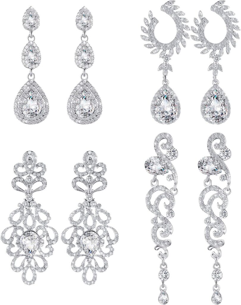 pairs of crystal white chandelier earrings