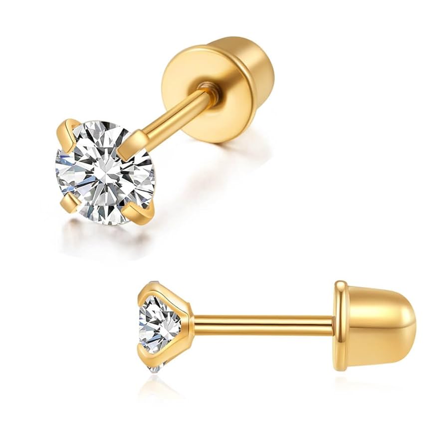 screw back gold earrings pair