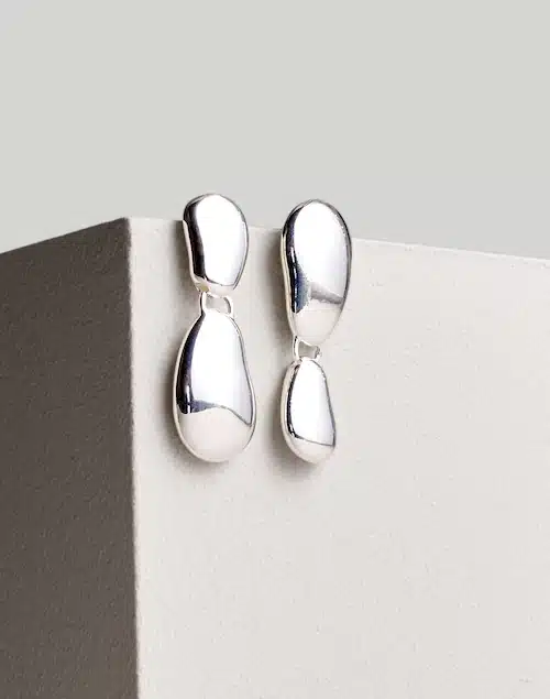 silver drop earrings pair