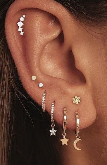 an ear having different shapes Dazzling Diamond Helix Earrings