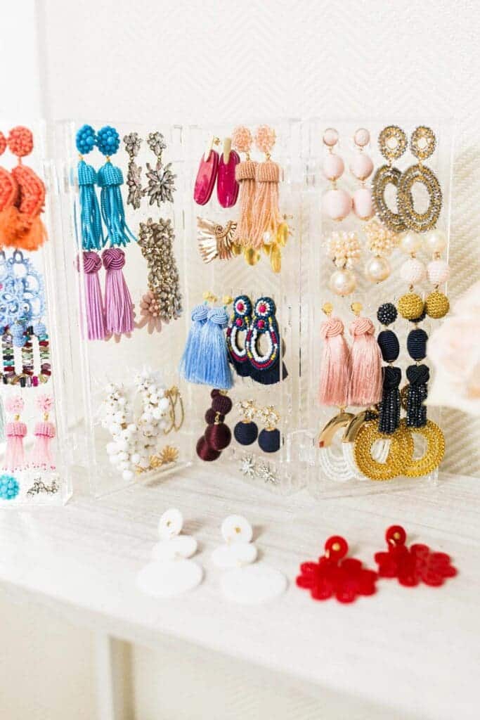 an acrylic earring organizer to Storing Dangle Earrings