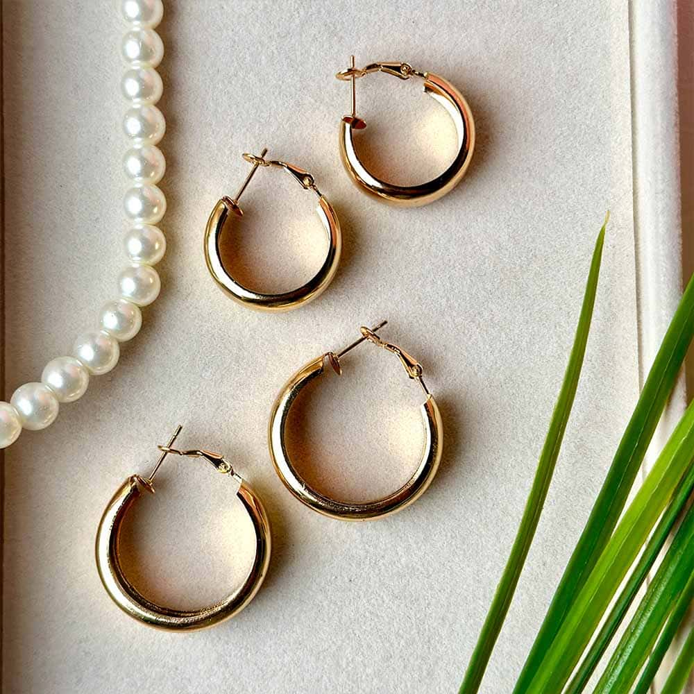 classic hoop earrings in gold color