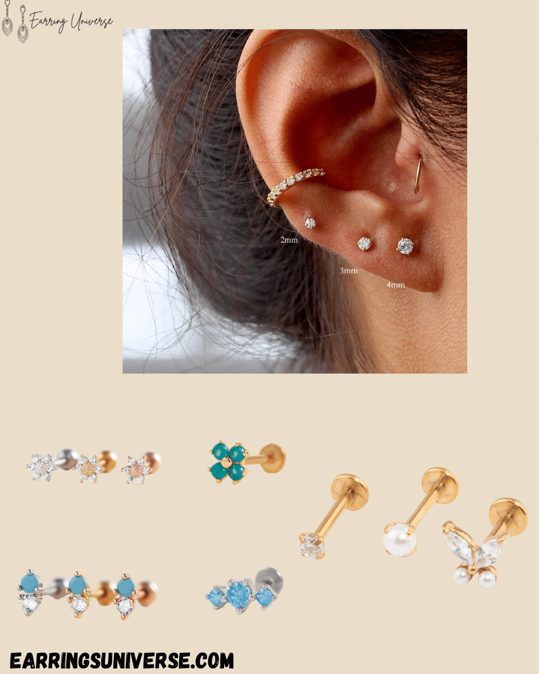 Flat Back Earrings types