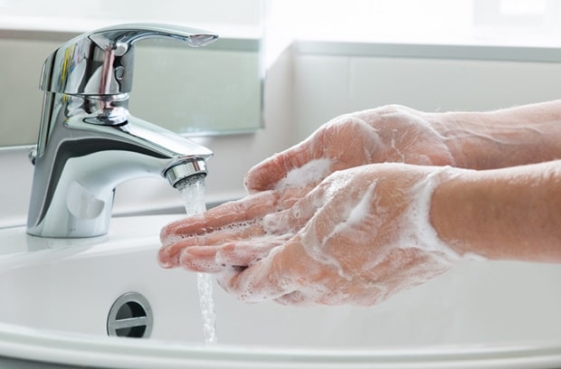 hand washing with soap