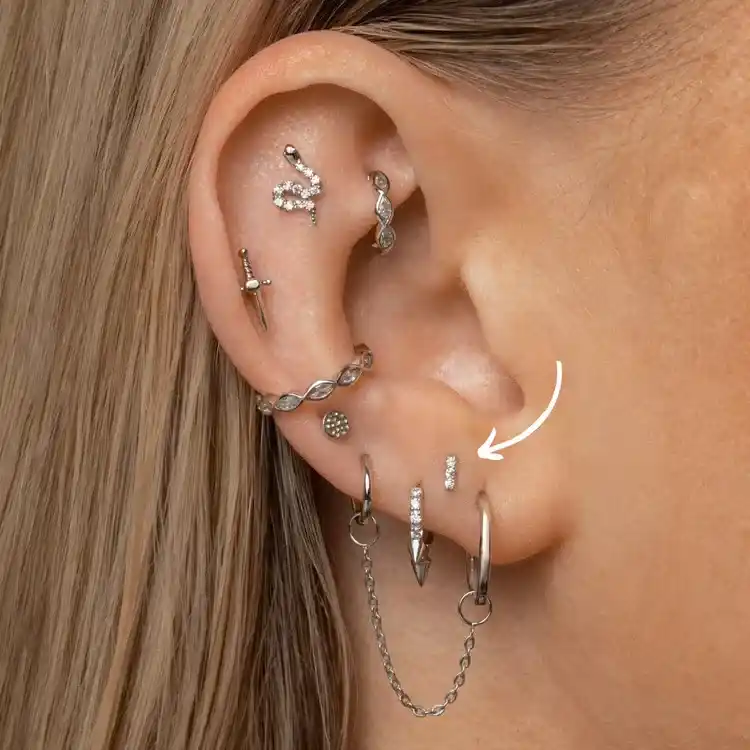 lobe piercings with hoop earrings