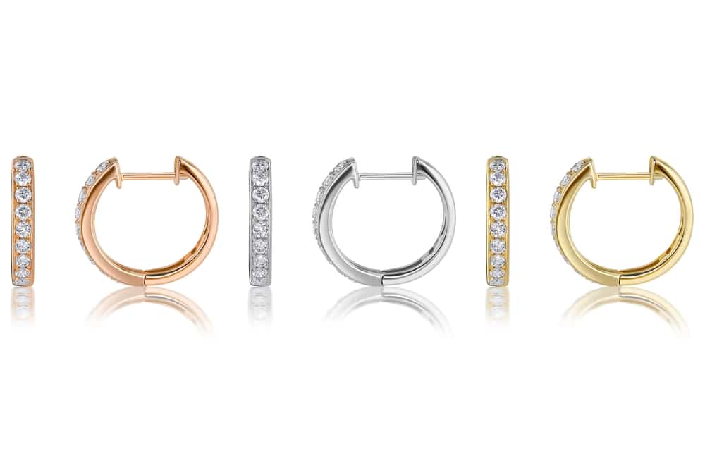 Group Subject Shot Of Diamond Huggie Hoop Earrings On A