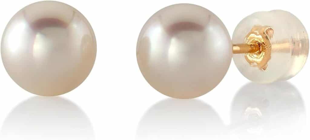 k Gold Stud Pearl Earrings