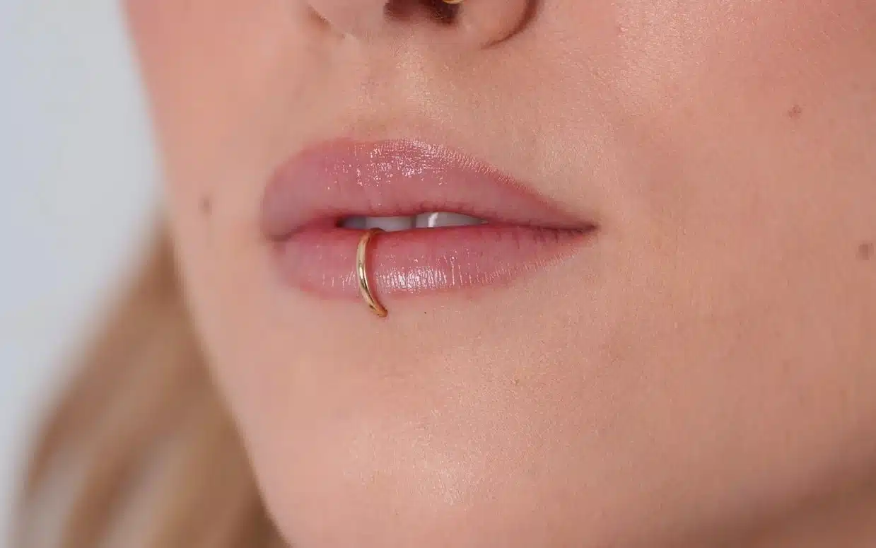 zoomed in view of pierced lips